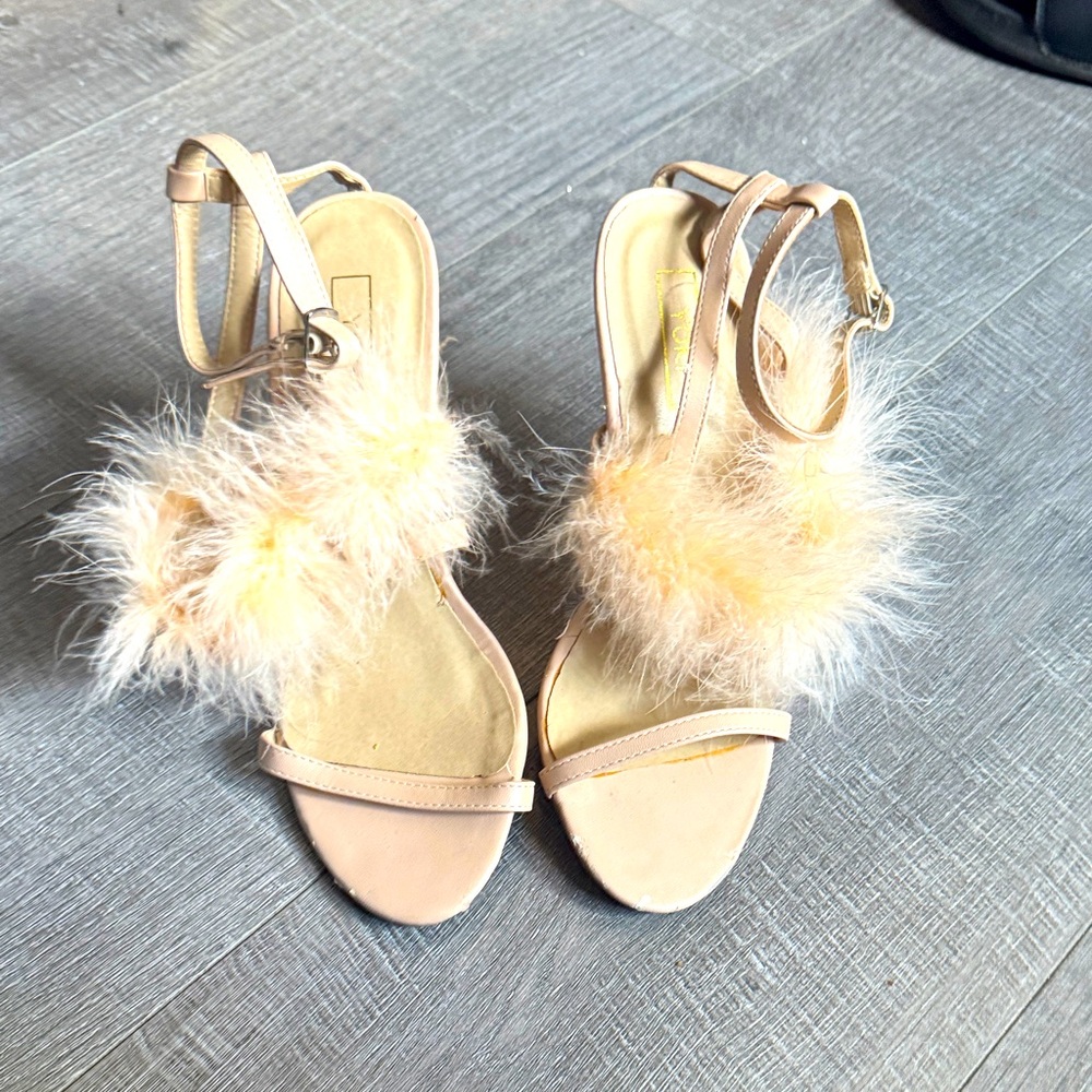 Yoki Tan Feathered Heels